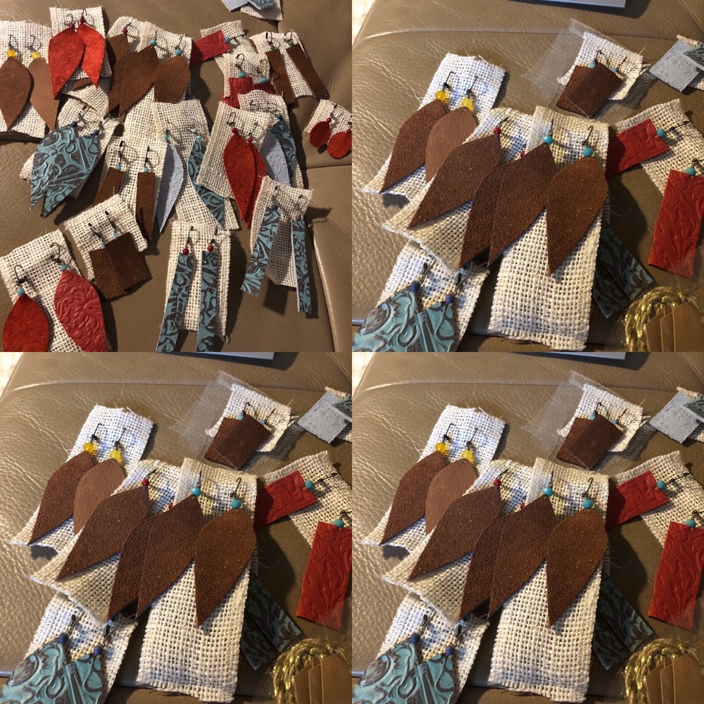 Handmade vegan leather earrings
